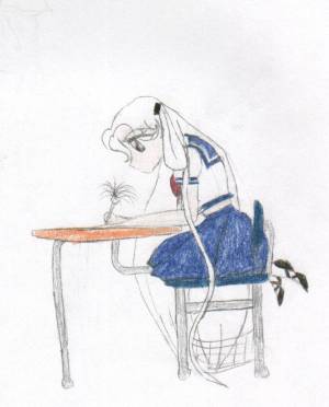 A cute picture of Nanya that I drew in Sociology.