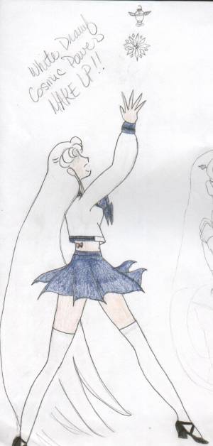 Nanya throwing her transformation broach in the air.