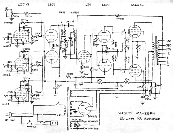 Masco Model MA-25PN schematic.  Click here for larger schematic.