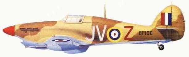 Hurricane IID, com canh�es de 40mm, pertencente a 6a. Esquedrilha, atuou no Saara.