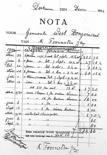 Nota van K. Toornstra Jzn