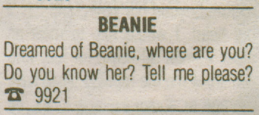 Beanie..I dreamed of beanie, where are you?  Do you know her?  
Tell me please