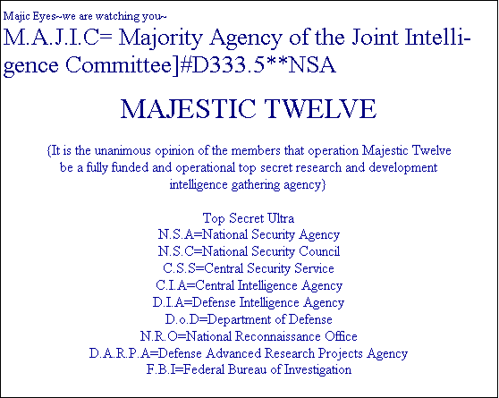 MJ-7 sent this to verify that he was who he said he was...question, can you guess what the unlisted agencies of the 12 are?