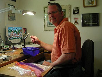 Jack Cook at his fly tying bench