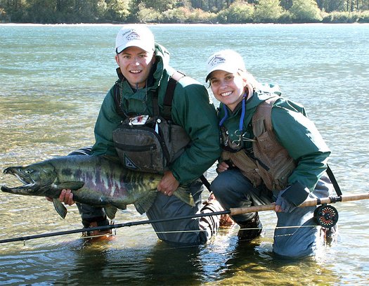 Craig and Jenny Tinder landed another Chum Salmon in SouthernBritish Columbia. Swinging tube flies turned out to be the tactic of choicethat day! You should have seen the 45lb. + Chinook Jenny lost later that afternoon... There's always next year!!!