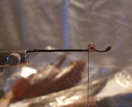 Tying in the barbell eyes