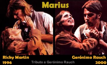 Ricky Martin y Ger�nimo Rauch representando a Marius en Los Miserables