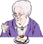 Grandma eating pie