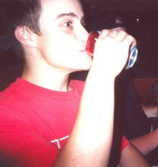 This is a picture of Ruudboy drinking a can of Razor's soda.