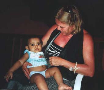 Sue Wilson and one of Sajeewa twins
