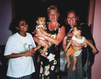 Sue Wilson and Sajeewa twins