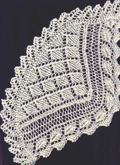 detail of knitted lace mini scarf