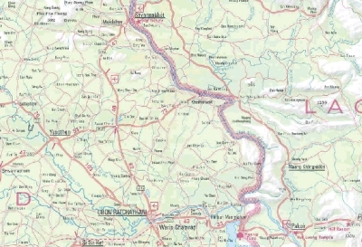 Map of the area, showing to border with Laos