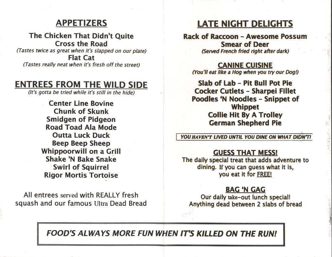 The menu selections were all very tempting.