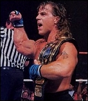 Shawn Michaels, celebrating his victory for the title in August of 1997