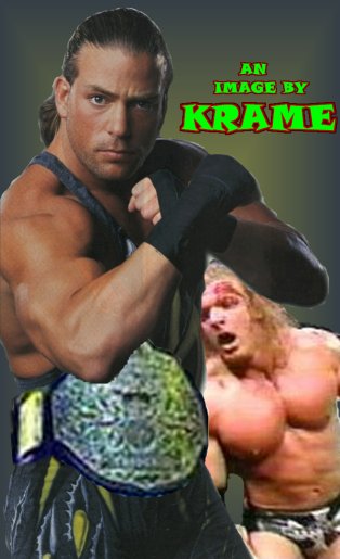 rob with world belt as a shocked HHH looks on - by Krame