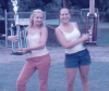 Me and Renae Saffell holding the baseball teams trophies