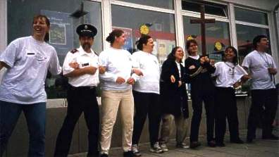 not dancing, just linking arms and, er, swaying vigourously