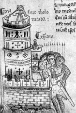 Richard I and the Saracens making a treaty (Corpus Christi MS, c. 1240.