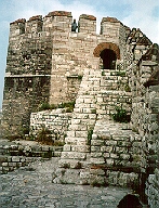 Inside the Yedikule, looking up to the north western tower from the wall walk, spot me in the tower.