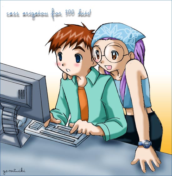 Miyako is computer obsessed, With Koushirou, they'd never leave the screen...