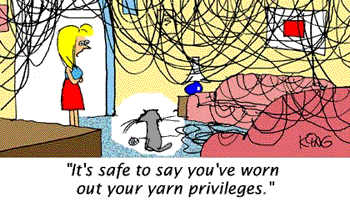 Cartoon of a cat and yarn