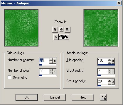 Mosaic-Antique Filter Settings