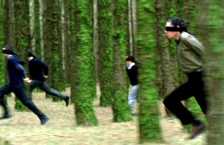 ..run into the woods, hands tied & blind folded.. how far can you go without smashing your face in a tree??